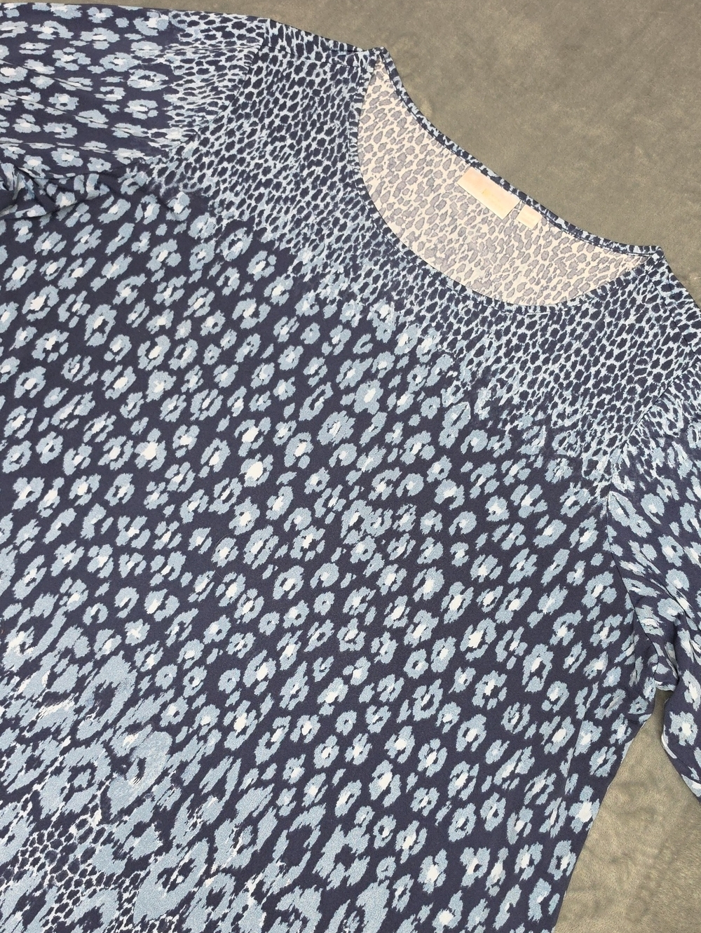 Belle by Kim Gravel Navy and Light Blue Leopard-Print Tunic 3X